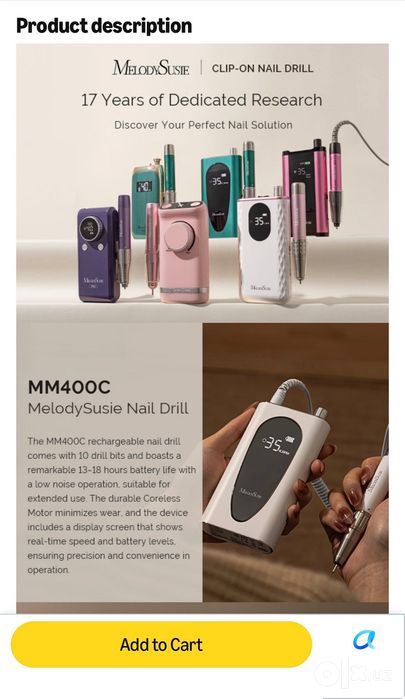 MelodySusie MM400C — аппарат для маникюра 35 000 об/мин, новый