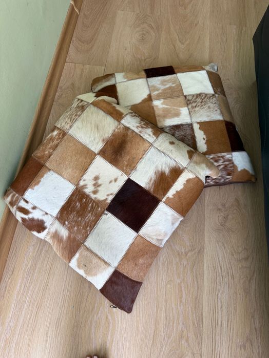 Декоративни възглавници естествена кожа 4 броя