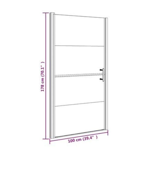 Uşă de duş, 100x178 cm, negru, sticlă securizată semi-mată