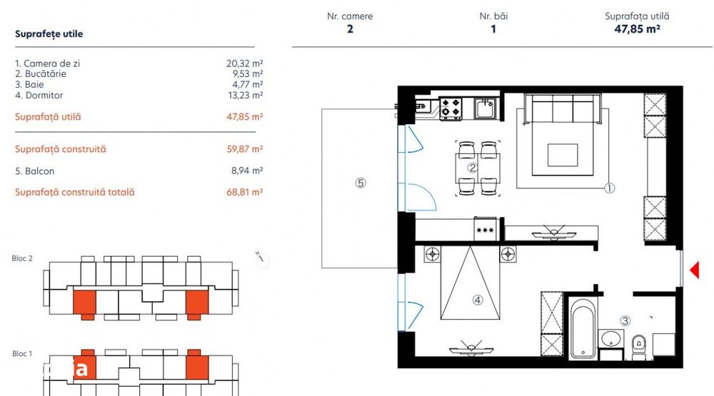 Studio Dublu / Hils Republica / 6 minute metrou / Comision 0%