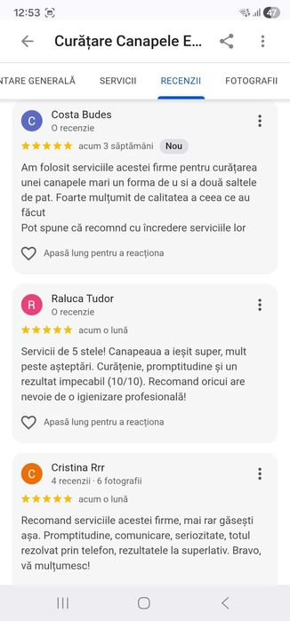 Curățare - igienizare: canapele, saltele, fotolii, la domiciliu.