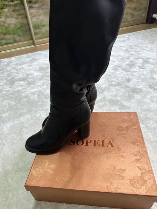 Кожаные сапоги зимние