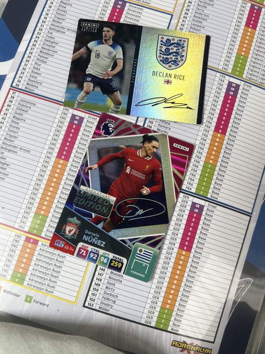 Cartonase de colectie ( semnatura Declan Rice si Darwin nunez