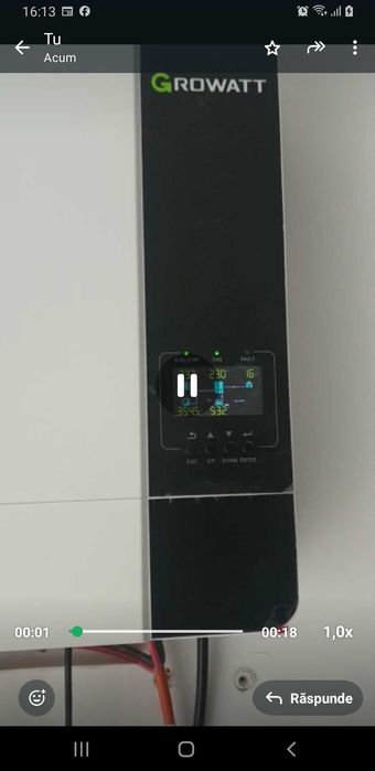 Sistem hibrid Growatt SPF 5000 ES 5kW + 15.36kWh baterii LiFePO