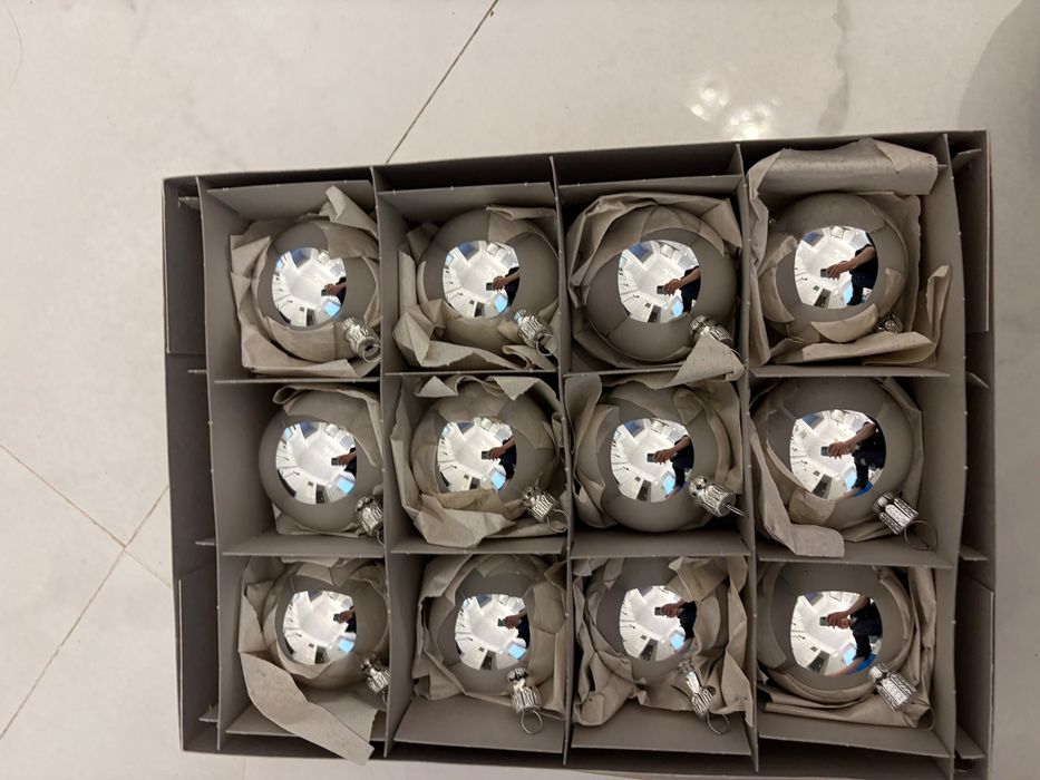 Set globuri vechi pentru brad – sticlă handmade, Germania anii 1960