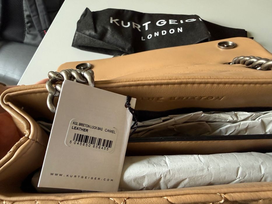 Оригинална кожена чанта Kurt Geiger London Brixton Lock Bag