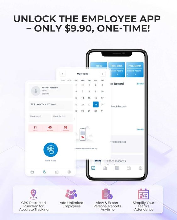 Ceas de Pontaj NGTeco TC4 cu Amprenta si Aplicatie Cloud