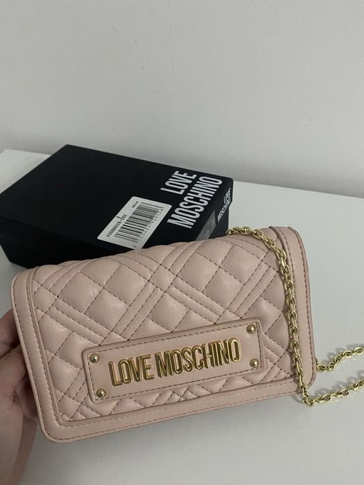 Дамска чанта Love Moschino розова от екологична кожа