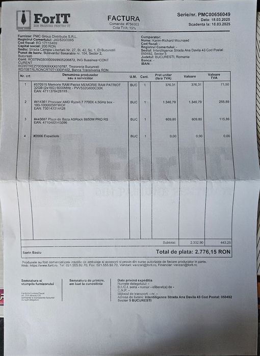 Kit AM5: Procesor Ryzen 7 7700X + Placă de bază ASRock B650M PRO RS | Garanție până  în 2028