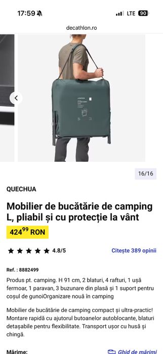 Mobilier de bucătărie de camping L, pliabil și cu protecție la vânt si CHIUVETĂ COMPACTĂ 10L PENTRU CAMPING - REZERVOR APĂ REZIDUALĂ