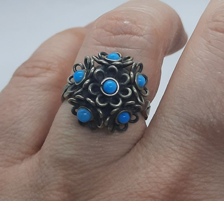кольцо бирюза, Советское,  винтаж, мельхиор