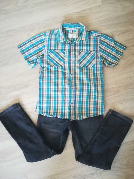 Дънки с ризка с къс ръкав