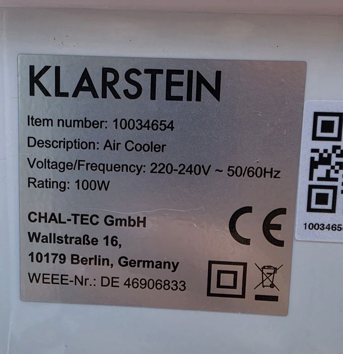 Охладител за въздух Klarstein 100w