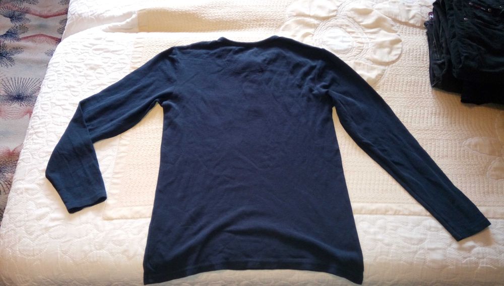 Синя мъжка риза без яка с дълъг ръкав Livergy №48-50