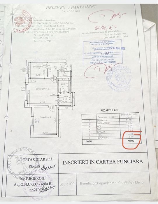 Vand Apartament zona Strada Camelie Nord bloc 42 semidecomandat 45 mp2