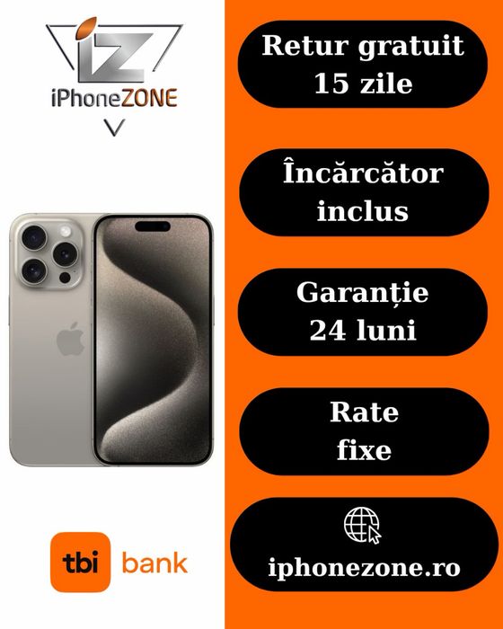 Iphone 15 Pro Max 256GB 100% Grad A Garantie 24 Luni - iphonezone.ro