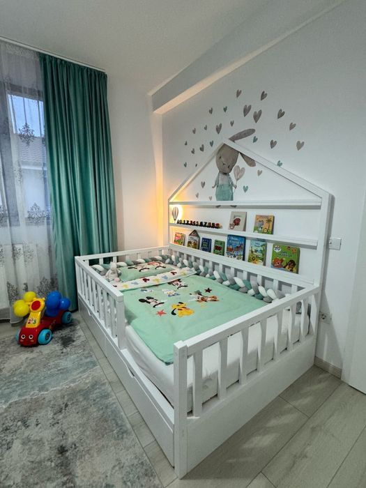 Pat montessori, pat casuta, pat copii, mobila camera copilului
