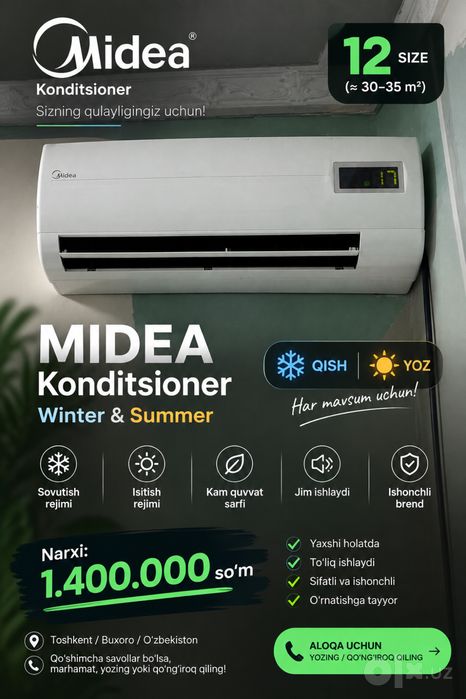Срочно продается кондиционер Midea 12 быстро и дешево
