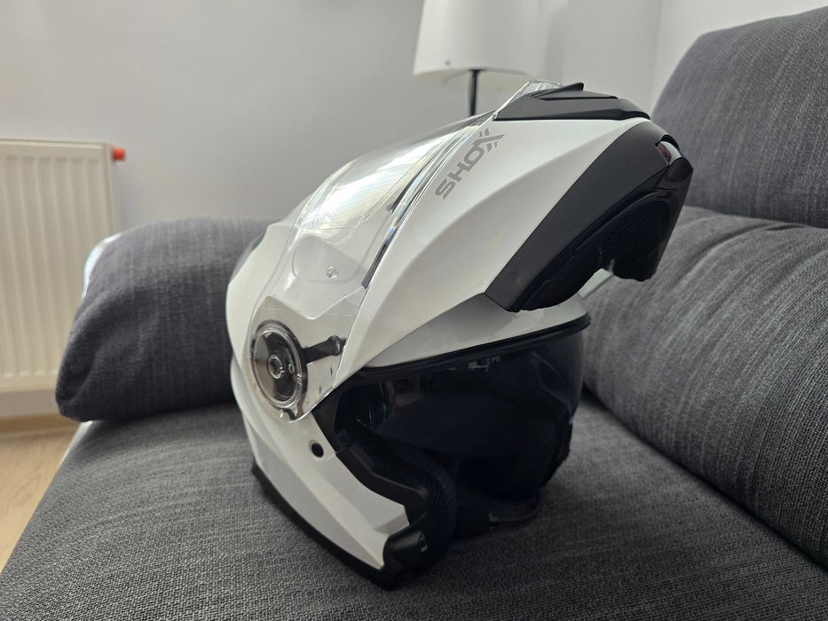 Casca moto modulara Shox Destination alba plus SENA SMH5
