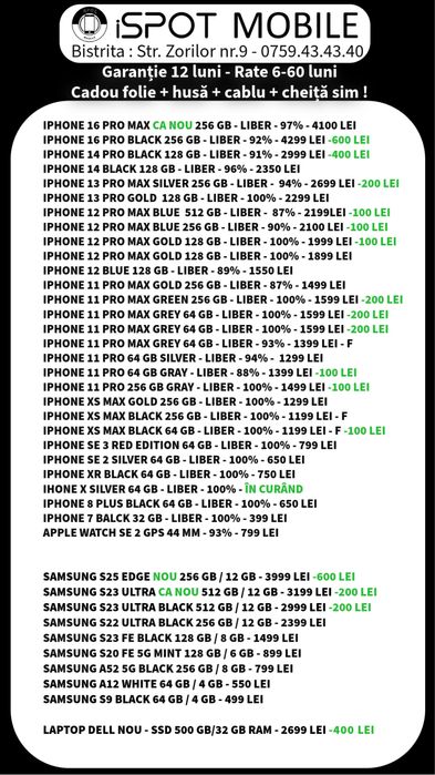 ‼️Telefoane iPhone&Samsung – Garanție 12 luni + Accesorii Cadou