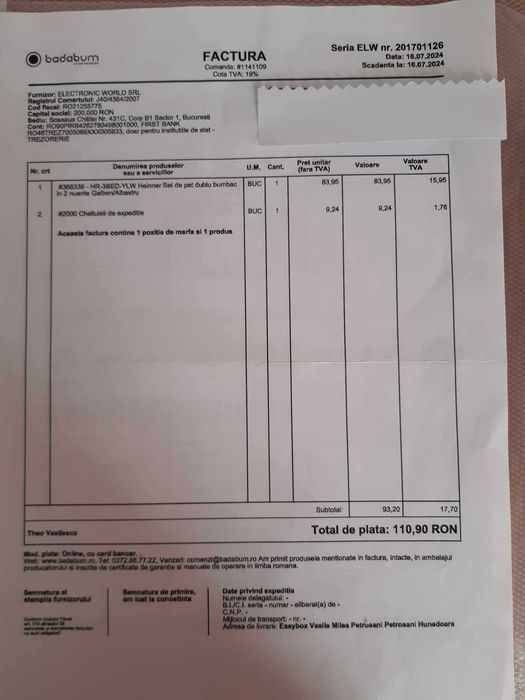 Set de pat dublu din bumbac în două culori