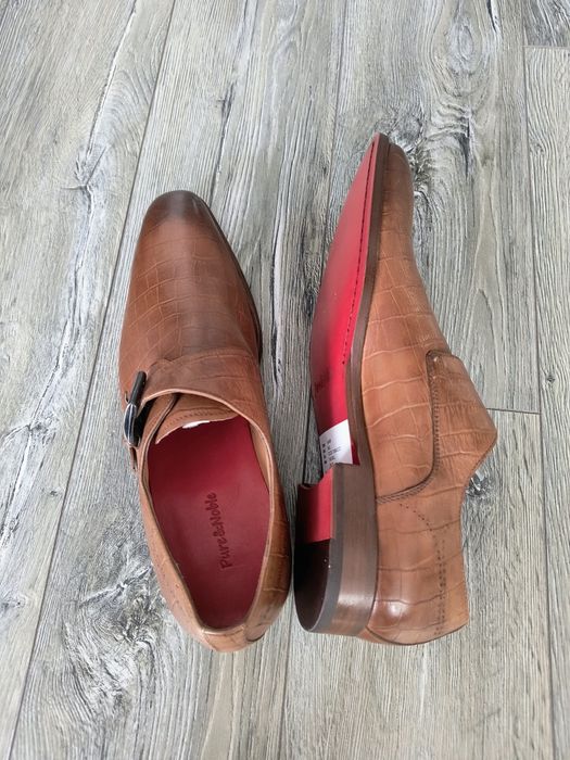 Pantofi din piele naturala cu cataramă culoare maro mărimea 42