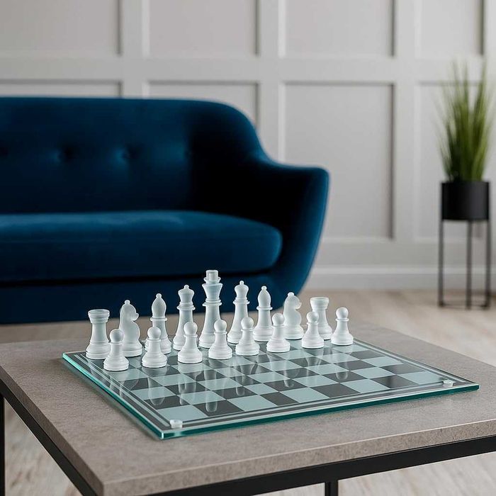 Луксозен стъклен шах – стилен подарък за ценители в два размера