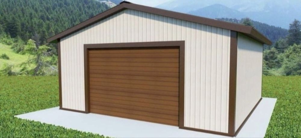 Vand garaj pe structura metalica ânvelit cu panouri sendviș