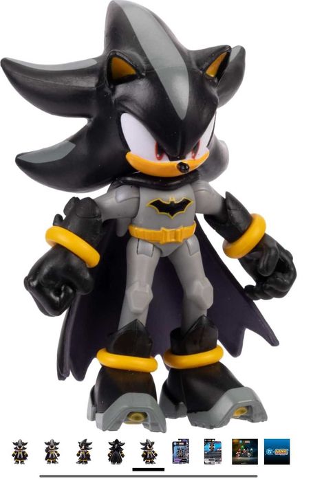 Нов DC x Sonic The Hedgehog alias Batman 6см оригинална екшън фигурка от Jakks Pacific, подвижна и детайлна, колекционерска опаковка-Sonic като Батман
