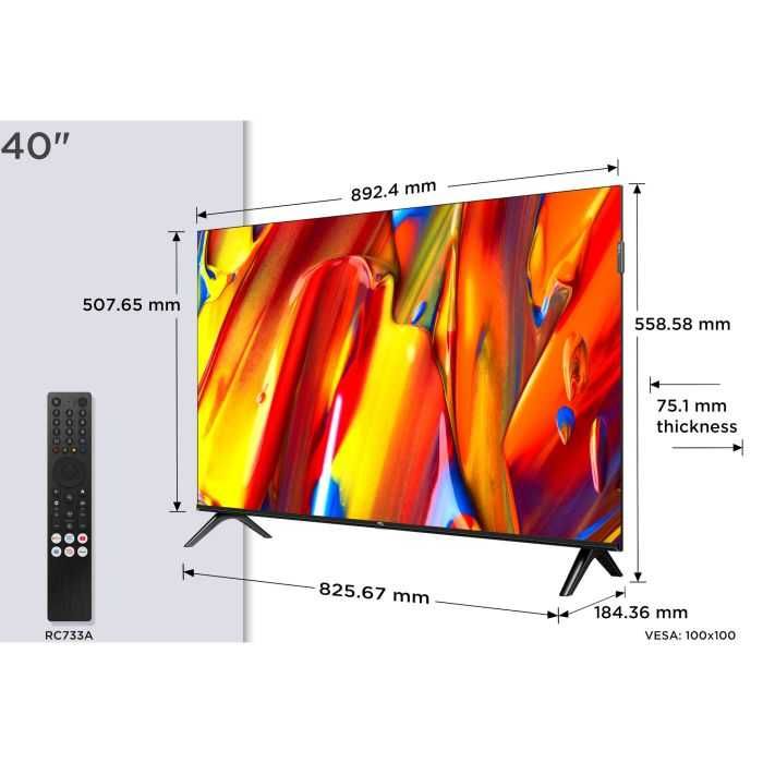 Televizor Smart TV QLED TCL 40V5C, 100 cm, Android TV, Dolby Audio