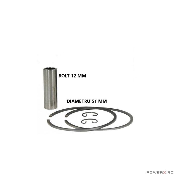 Piston complet compatibil HUS 575, 51mm, bolt 12, PowerX