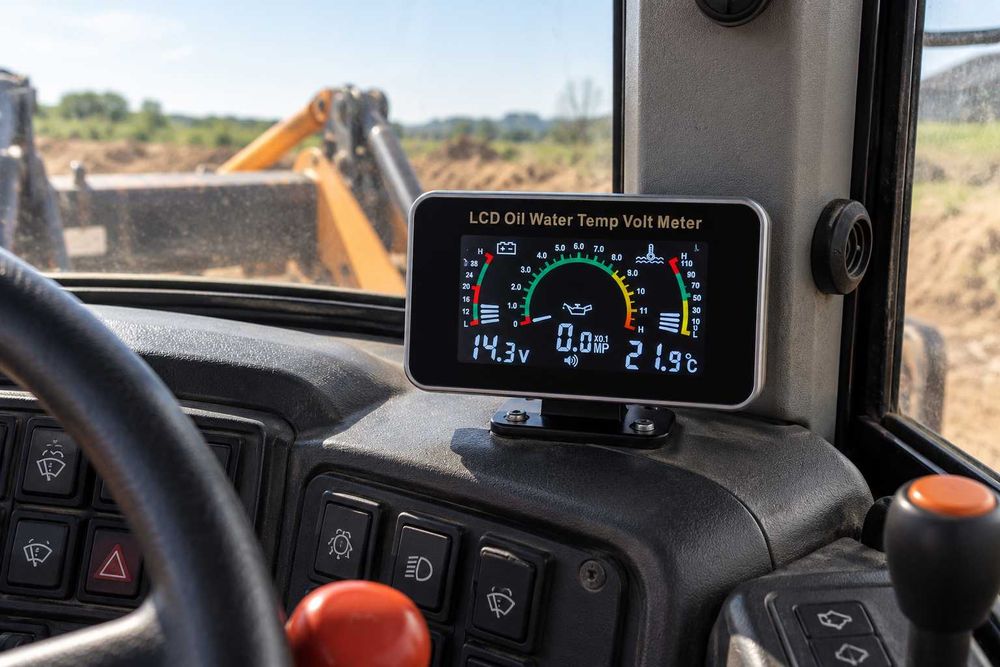 Bord Digital Universal–Indicator Temperatură Apă Motor+Presiune Ulei+Tensiune Acumulator–Tractor–Utilaje Agricole–Voltmetru–Termometru–Manometru–T17
