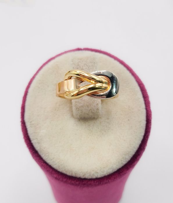 Inel Bicolor Neregulat din Aur Galben și Alb 14K – Mărime 55