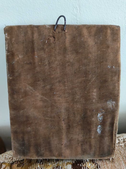Icoană ortodoxă sec. XIX, riză alamă argintata gravată, 18x15 cm