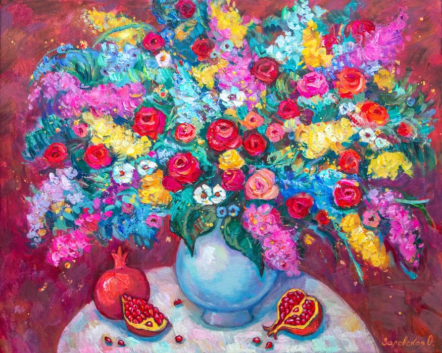 Праздничный букет. Холст, масло 80х100см.