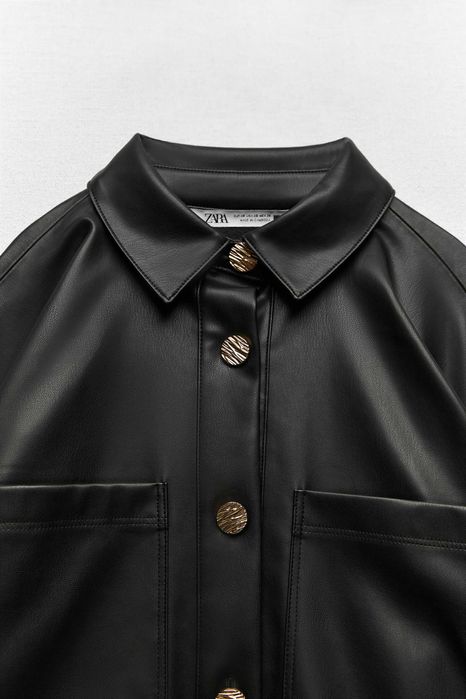 Zara кожена връхна риза яке, размер S овърсайз