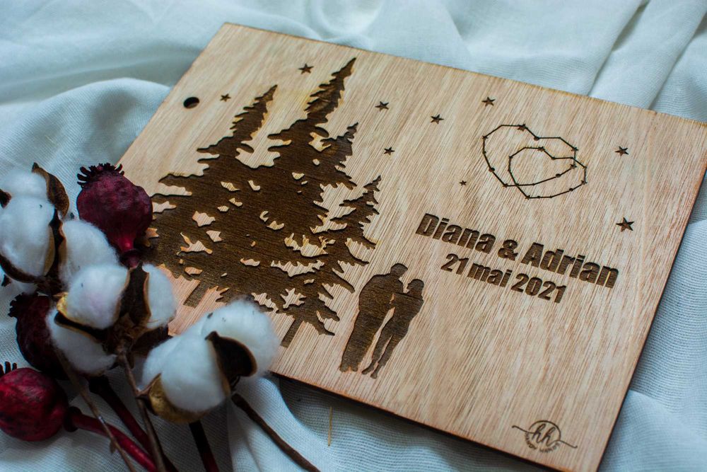 Album foto lemn nunta guestbook photobook jurnal personalizat