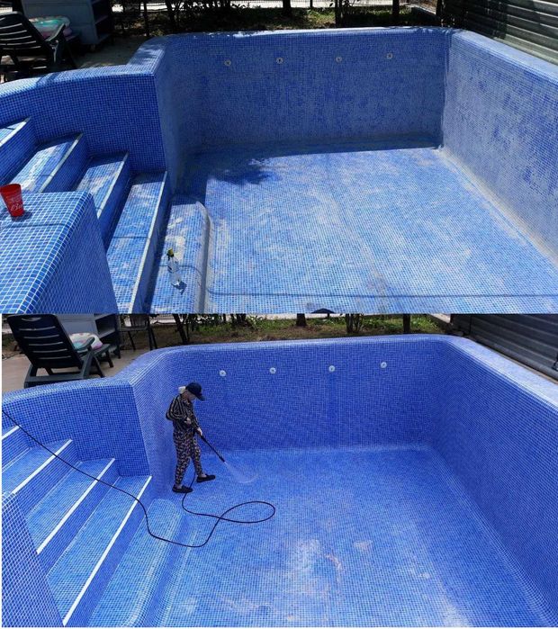 Мойка чистка бассейнов от налета. Ремонт. Дезинфекция. Консервация