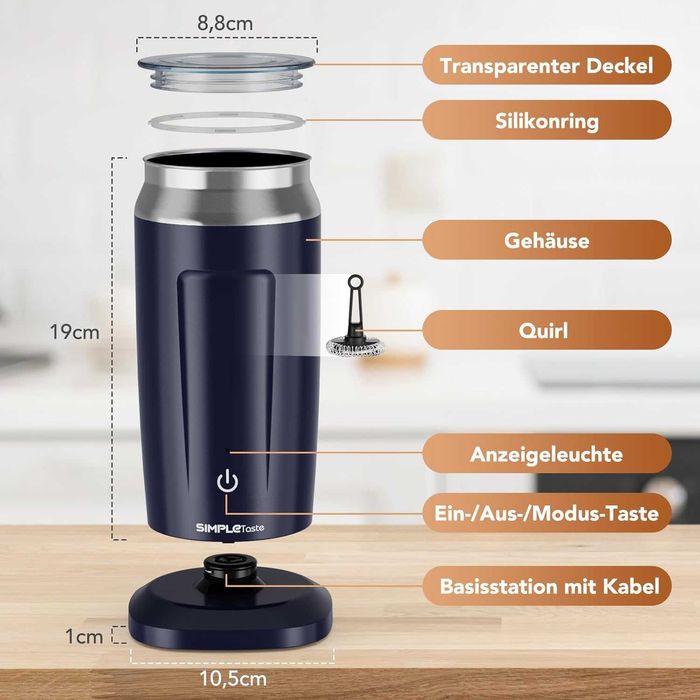 Разпенител за мляко SIMPLETaste 4 в 1, 250мл., 500W