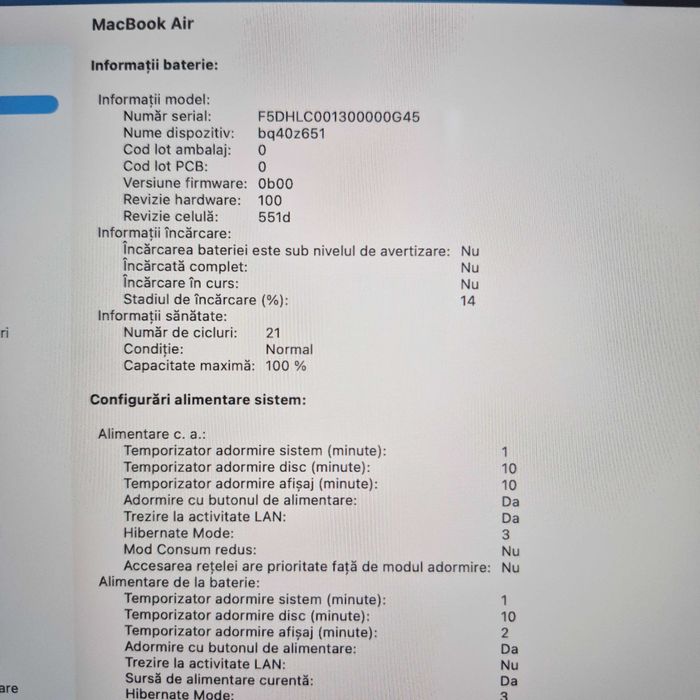 Laptop Apple MacBook Air 13" M4 16GB RAM 256GB Zeus Amanet Militari 35726