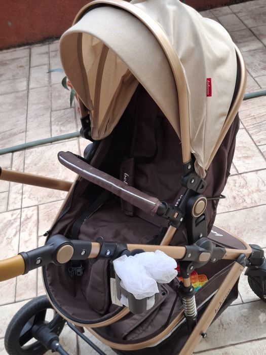 Carucior 2 in 1 maro cu crem