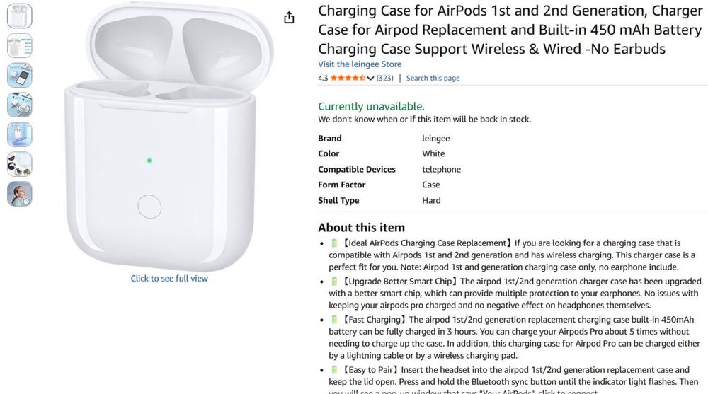 Заряден кейс за Apple Airpods 1/2 поколение - Wireless - НОВ