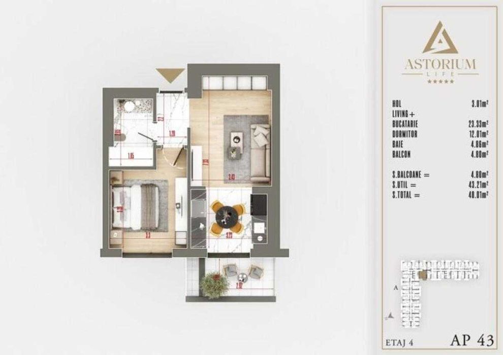 Studio Premium în Ansamblu Rezidențial Nou Finisaje de Lux Comision 0%