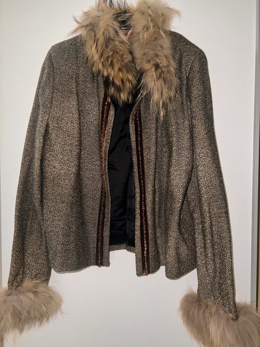 Вълнено сако с яка и маншети от лисица - Galinel