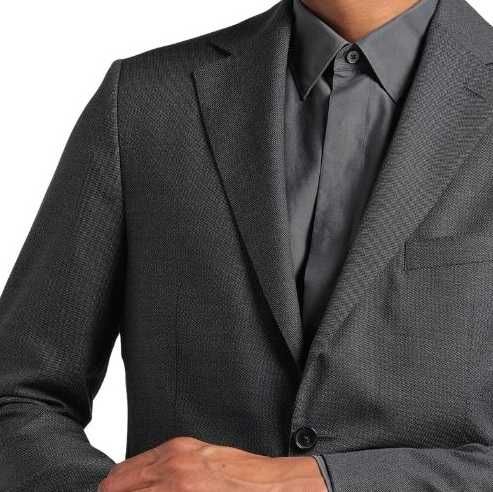 Sacou blazer L XL slim Eduard Dressler lana super 130's gri inchis