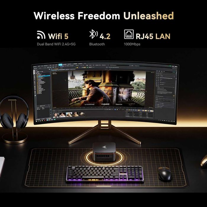 Mini PC AK1 Pro,8GB/256GB M.2 SSD,Windows 11Pro, negru,sigilat
