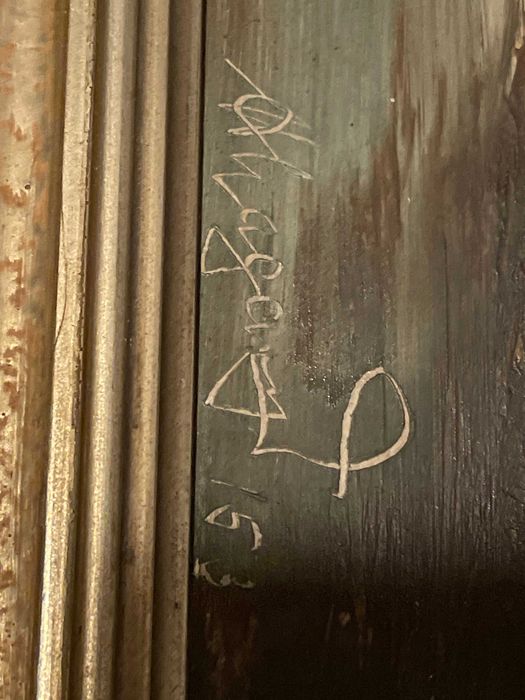 Tablou Vechi Ulei pe Panza - Peisaj Rural Semnat, Anul 1953