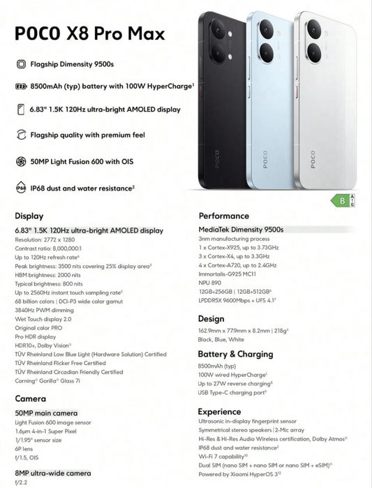 Xiaomi Poco X8 Pro Max 512 Gb Negru