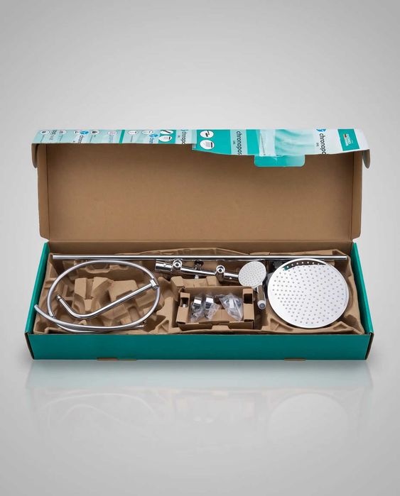 Hansgrohe Crometta S 240 Coloană de duș cu termostat, duș superior Rain 240 mm, pară de duș și bară – Crom