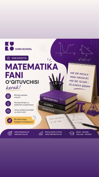 Инглиз тили,рус тили,тарих,математикк,бошлангич синф рахбар,физика,мат